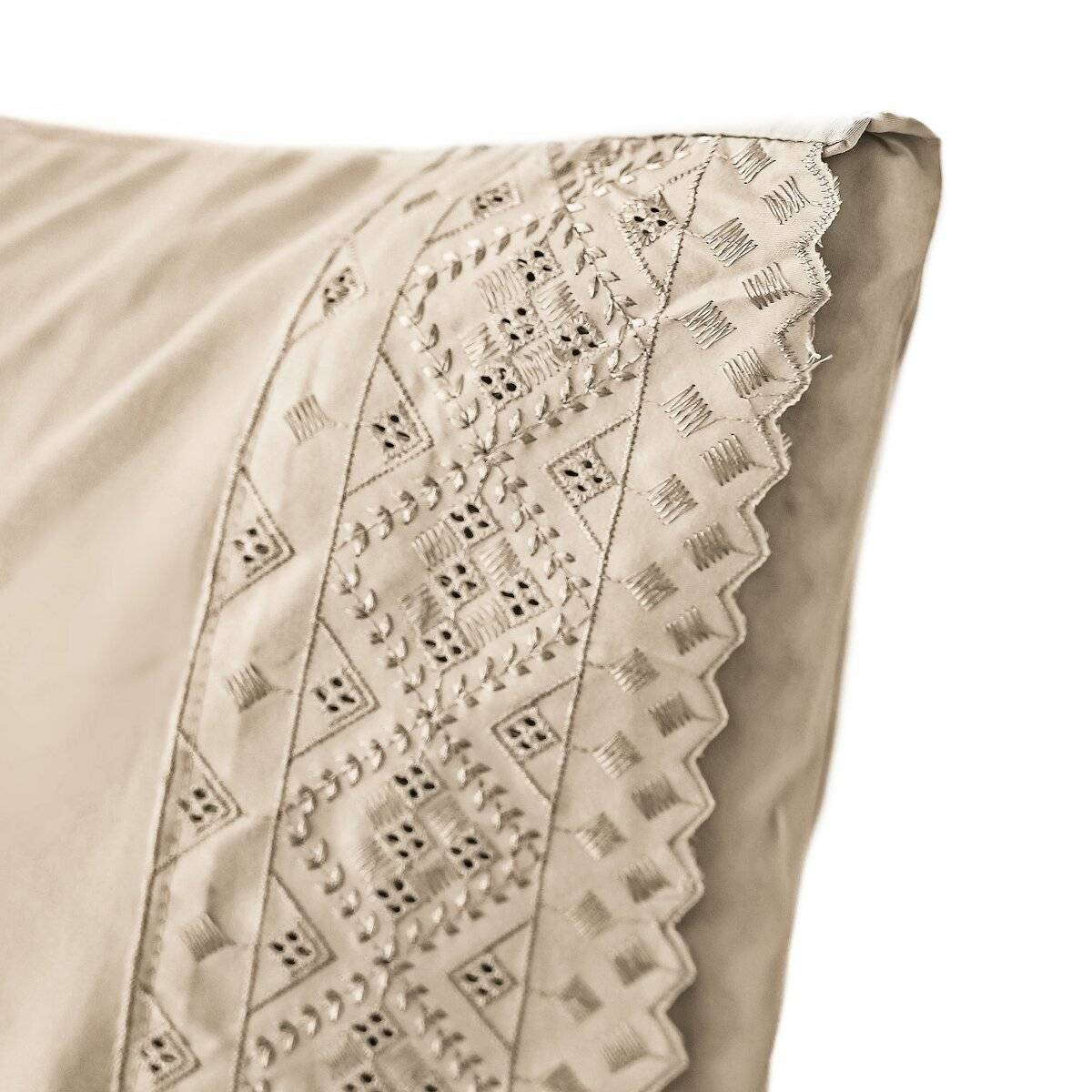 4 Tlg. Bettwäschen-Set mit Kissenbezug 50x70 cm, Deckenbezug 200x200 cm und Bettlaken Beige