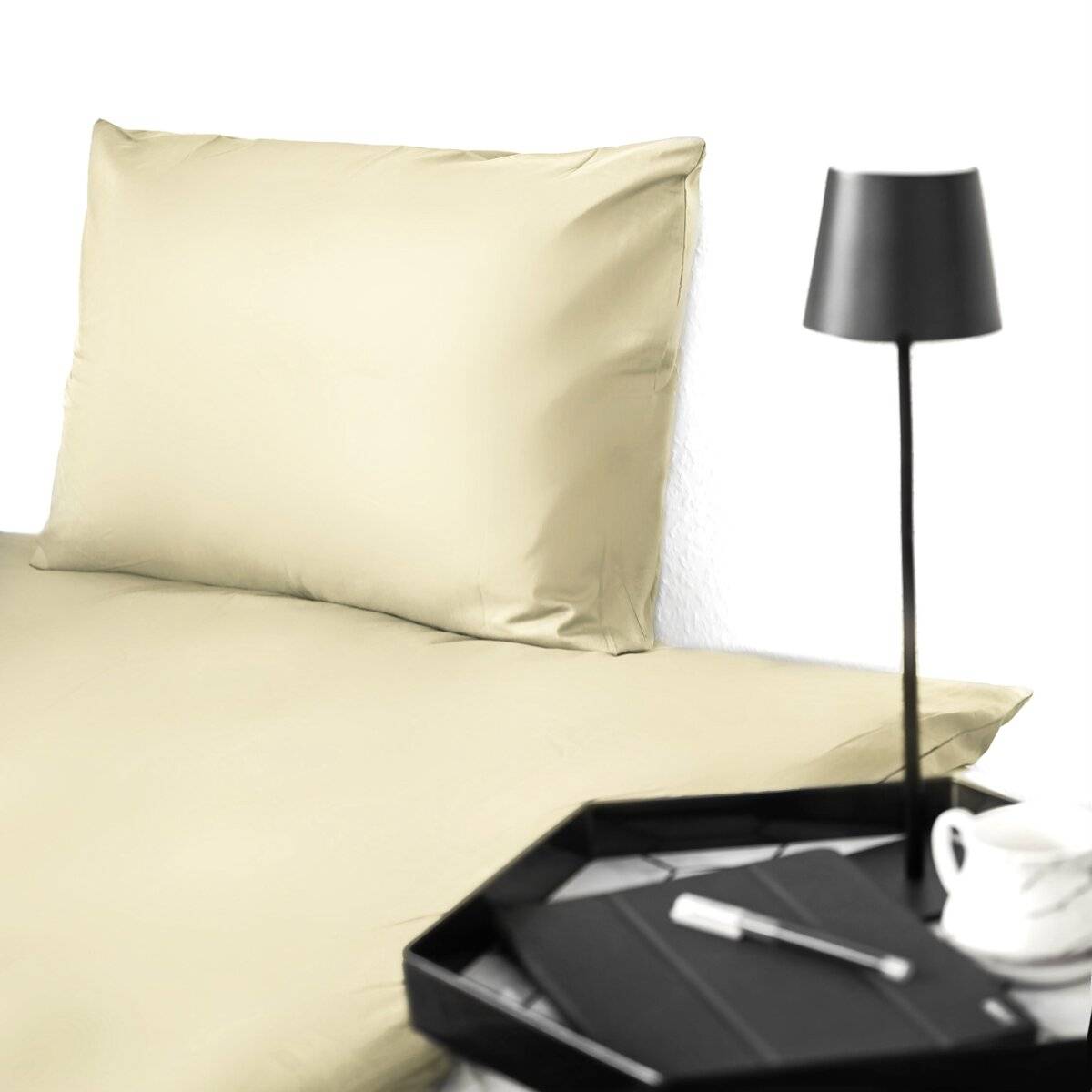 Einfarbige Bettwäschen-Sets für Einzel- und Doppelbetten, 100% Baumwolle Beige 135x200 cm
