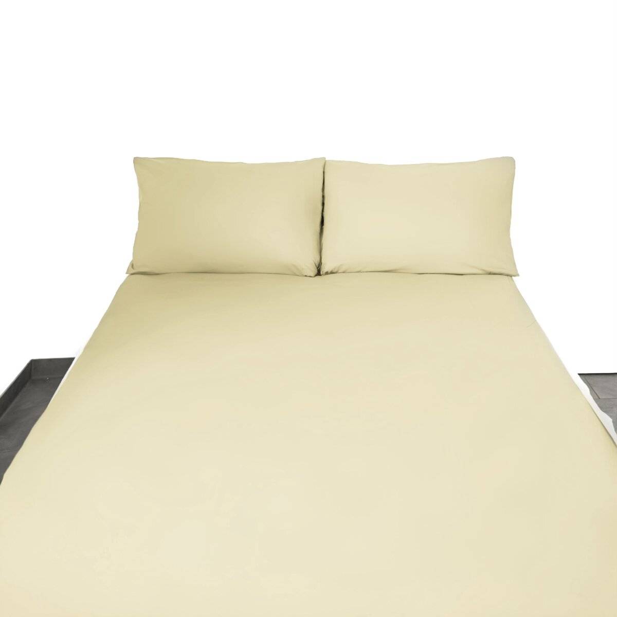 Einfarbige Bettwäschen-Sets für Einzel- und Doppelbetten, 100% Baumwolle Beige 200x200 cm