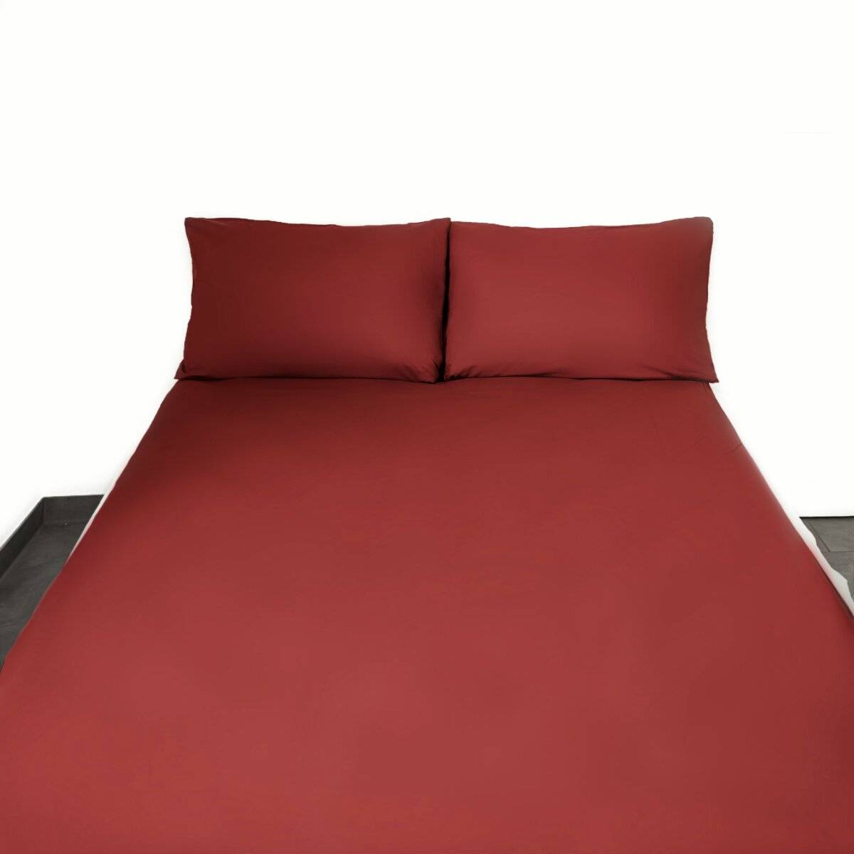 Einfarbige Bettwäschen-Sets für Einzel- und Doppelbetten, 100% Baumwolle Bordeaux 200x200 cm