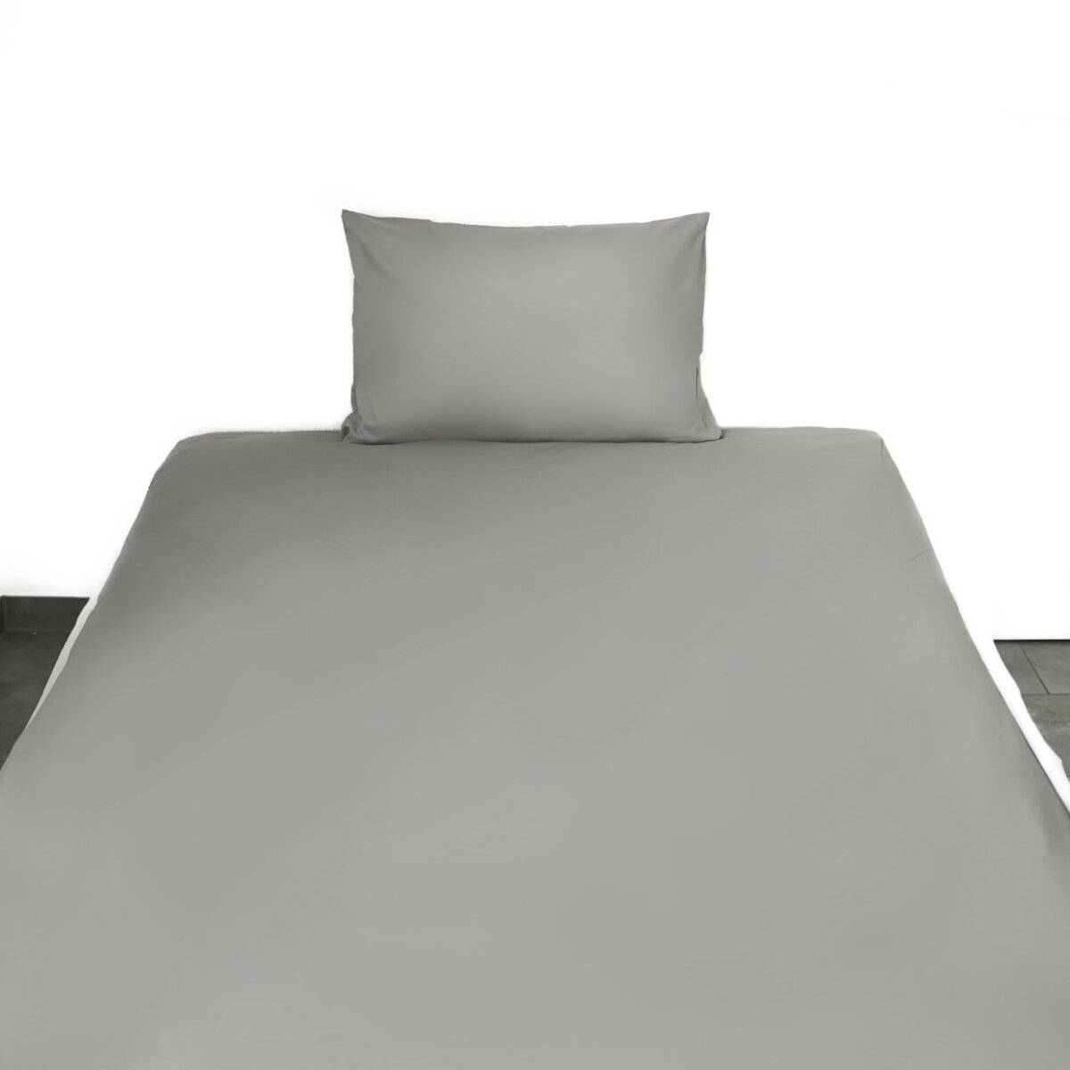 Einfarbige Bettwäschen-Sets für Einzel- und Doppelbetten, 100% Baumwolle Grau 135x200 cm