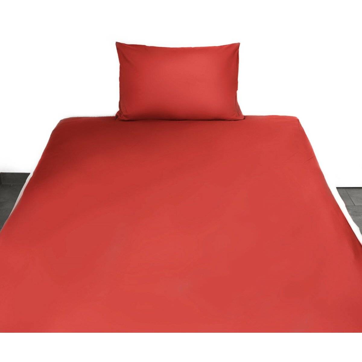 Einfarbige Bettwäschen-Sets für Einzel- und Doppelbetten, 100% Baumwolle Rot 155x220 cm