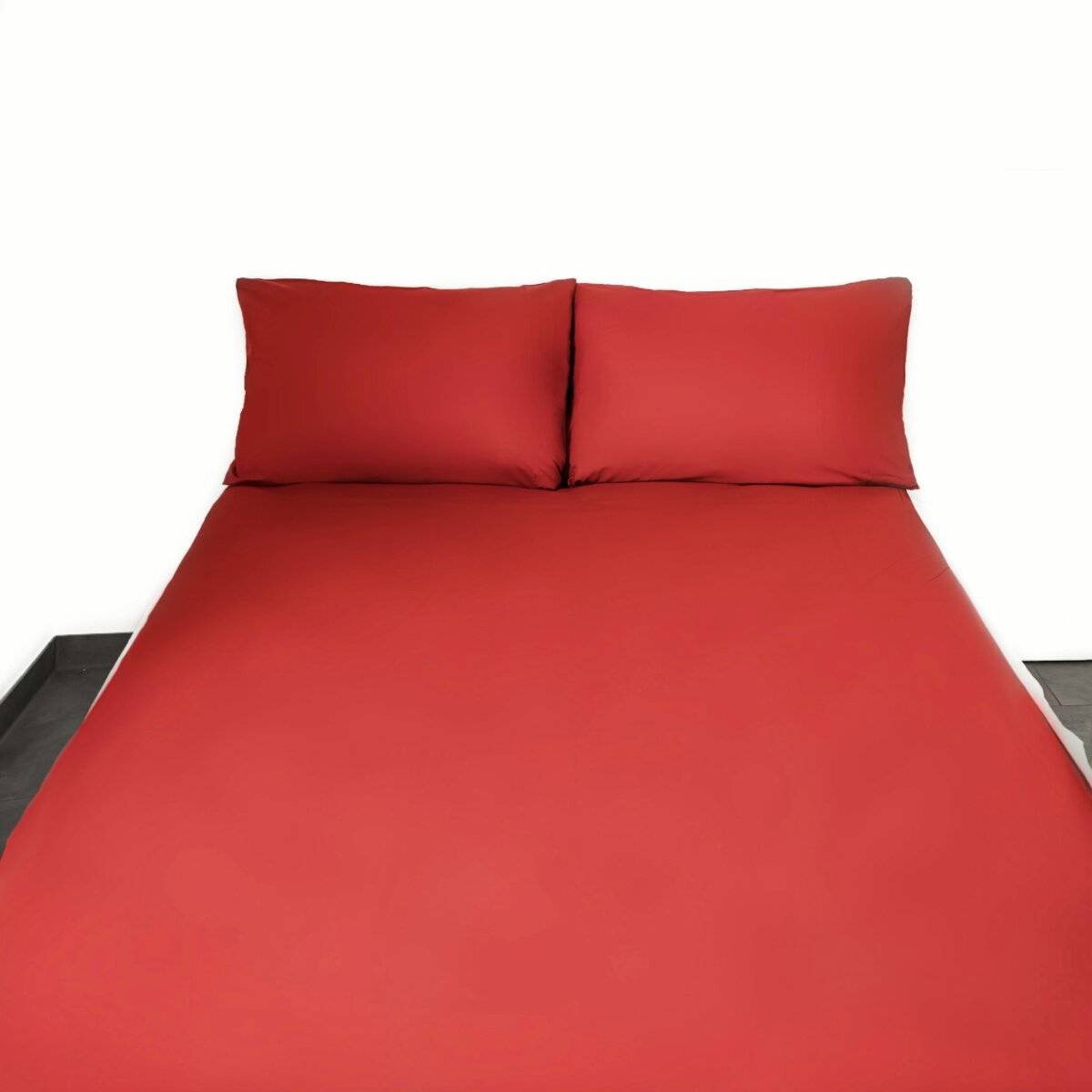 Einfarbige Bettwäschen-Sets für Einzel- und Doppelbetten, 100% Baumwolle Rot 200x220 cm