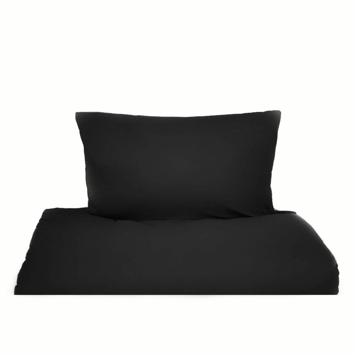 Einfarbige Bettwäschen-Sets für Einzel- und Doppelbetten, 100% Baumwolle Schwarz 135x200 cm