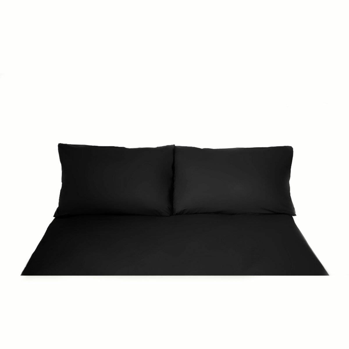 Einfarbige Bettwäschen-Sets für Einzel- und Doppelbetten, 100% Baumwolle Schwarz 200x200 cm