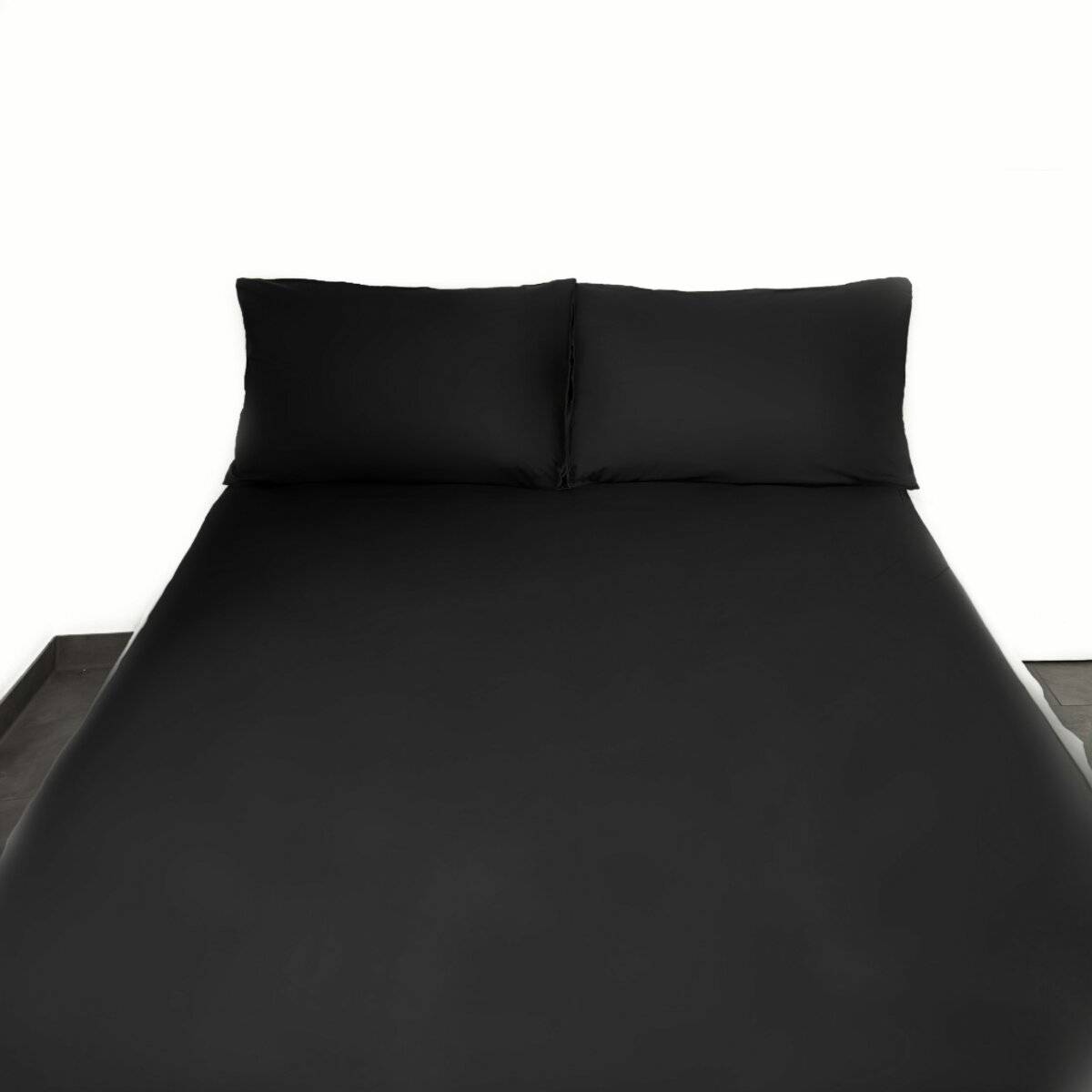 Einfarbige Bettwäschen-Sets für Einzel- und Doppelbetten, 100% Baumwolle Schwarz 200x200 cm