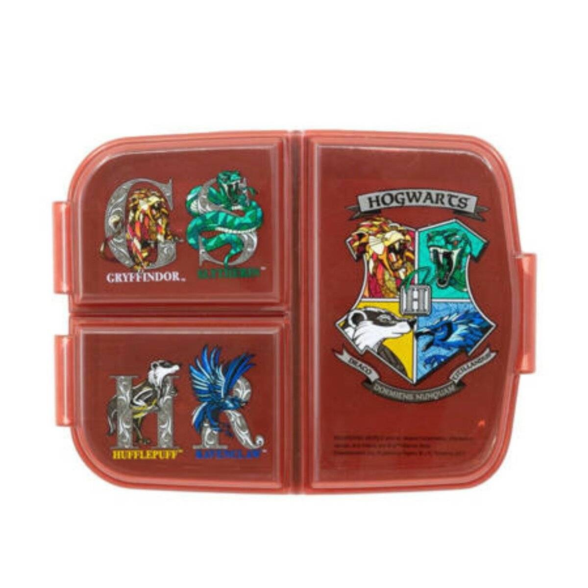 Brotdose mit 3 Fächer Harry Potter Lunchbox in Rot Frühstücksbox für Kinder
