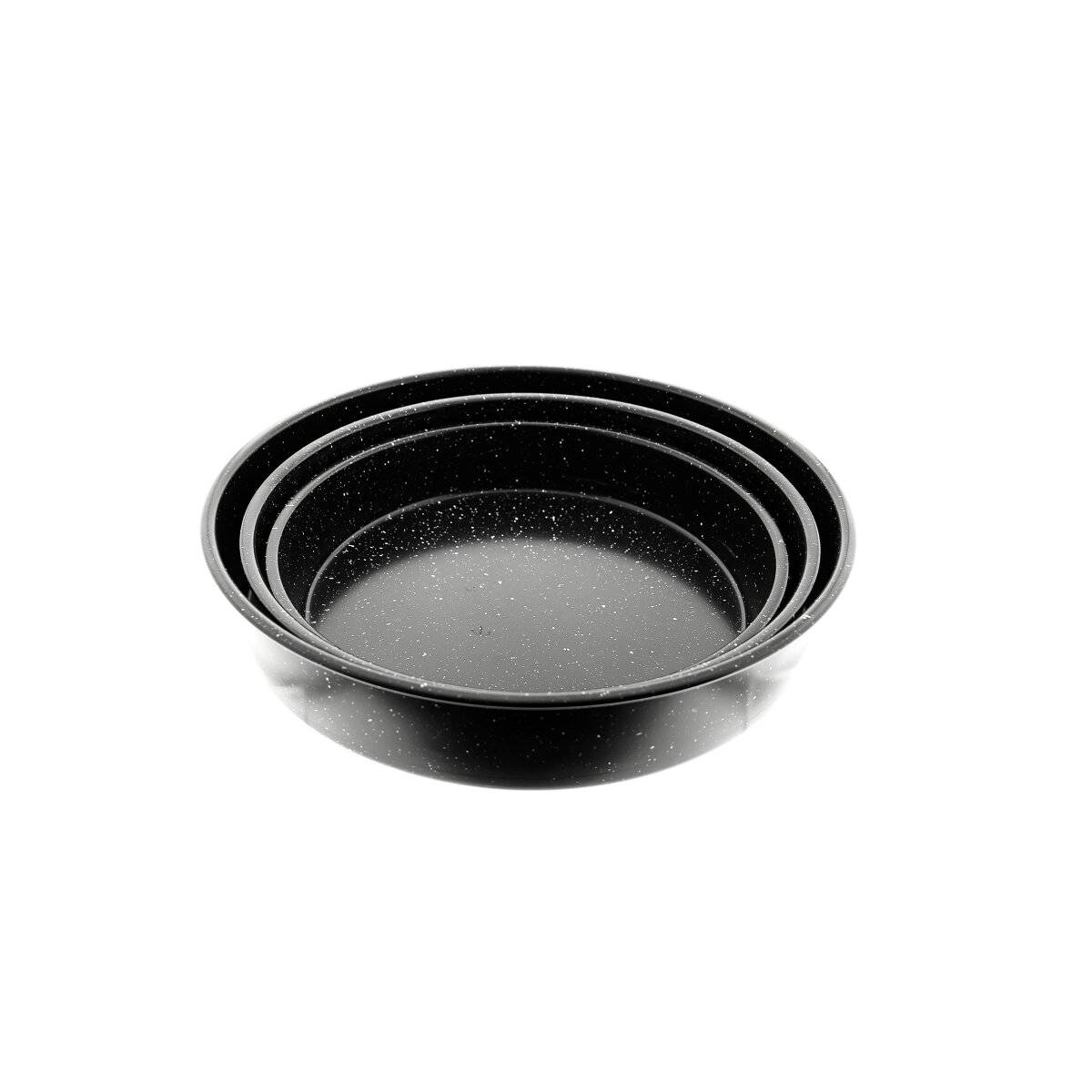 Backbelch 3er Set in Schwarz Backofenblech Tepsi aus Granit Ø28/Ø32/Ø36 cm