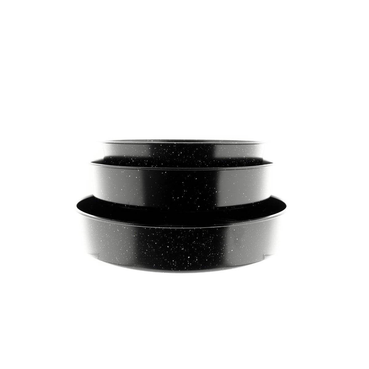 Backbelch 3er Set in Schwarz Backofenblech Tepsi aus Granit Ø28/Ø32/Ø36 cm