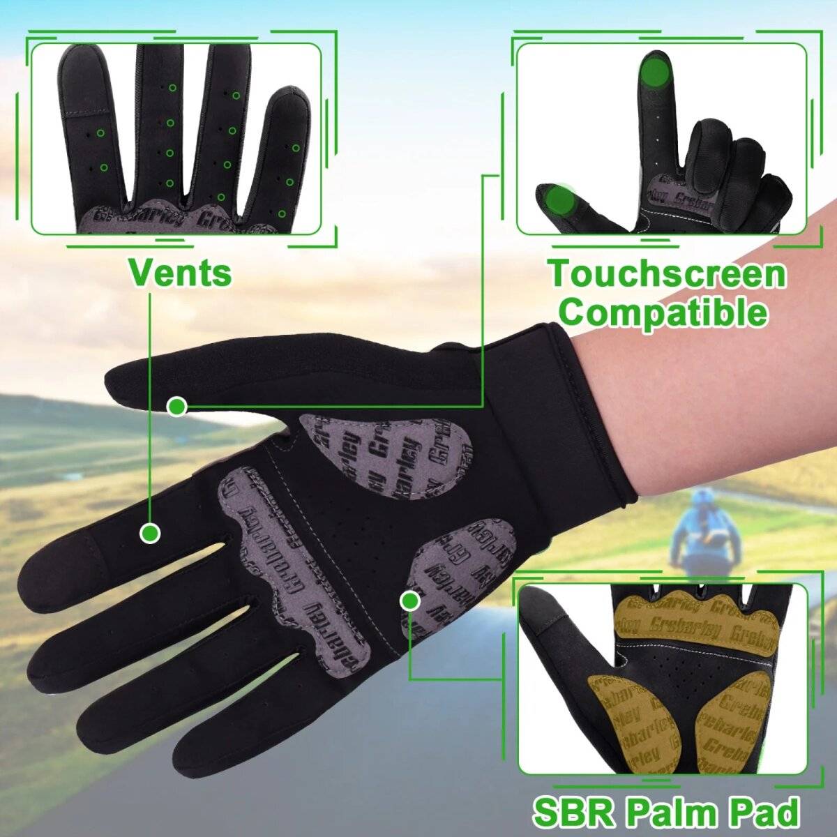 Vollfinger-Fahrradhandschuhe  Atmungsaktive Gel-Pads für höchsten Komfort und Schutz L