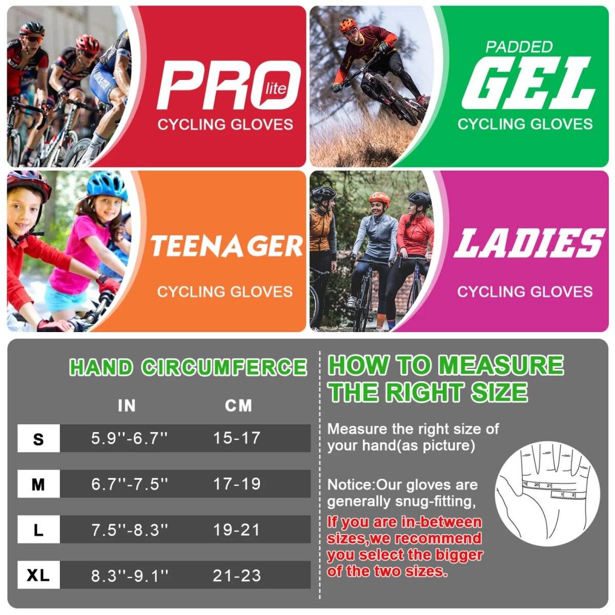 Vollfinger-Fahrradhandschuhe  Atmungsaktive Gel-Pads für höchsten Komfort und Schutz L