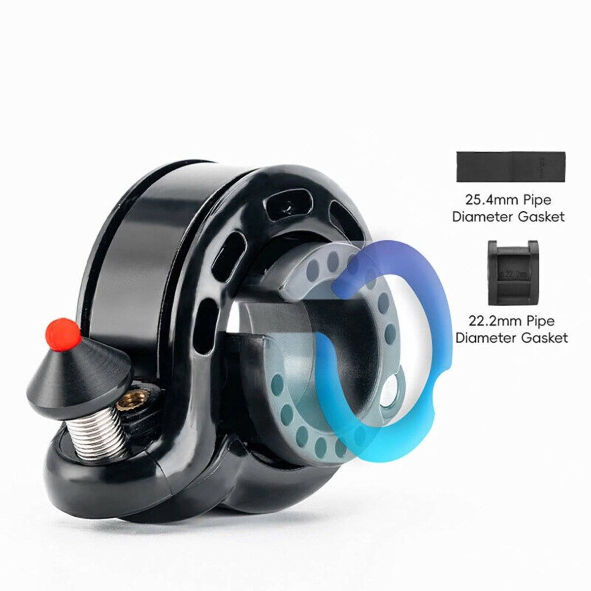 Q-förmige Fahrradklingel kompaktes Design am Lenker aus Aluminium, Kunststoff Schwarz