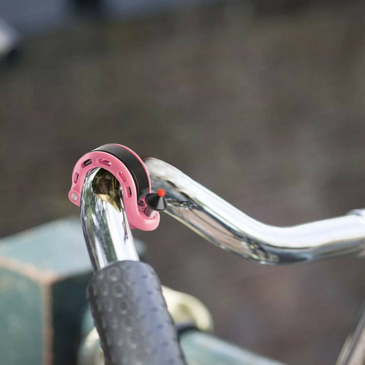 Q-förmige Fahrradklingel kompaktes Design am Lenker aus Aluminium, Kunststoff Rosa