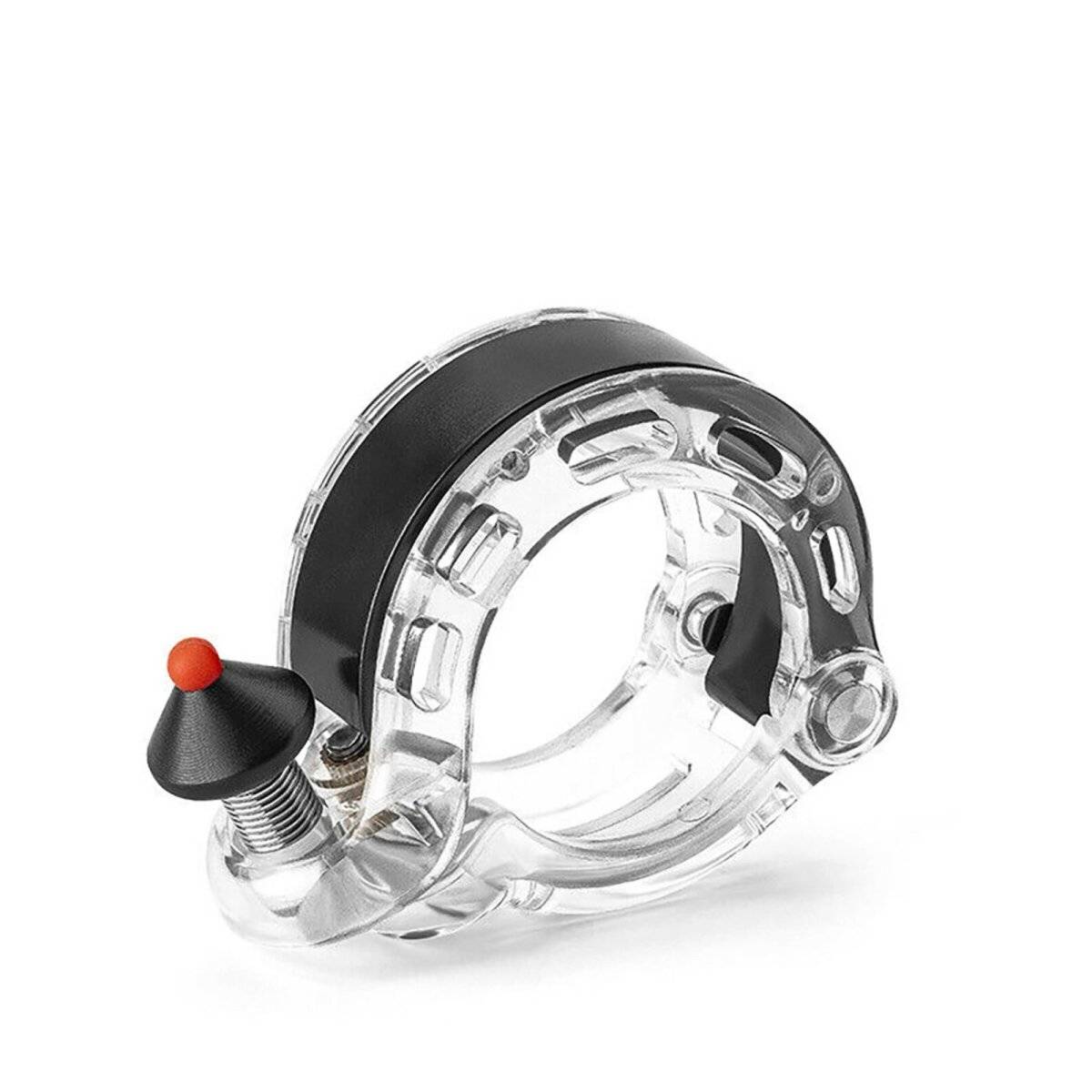 Q-förmige Fahrradklingel kompaktes Design am Lenker aus Aluminium, Kunststoff Transparent