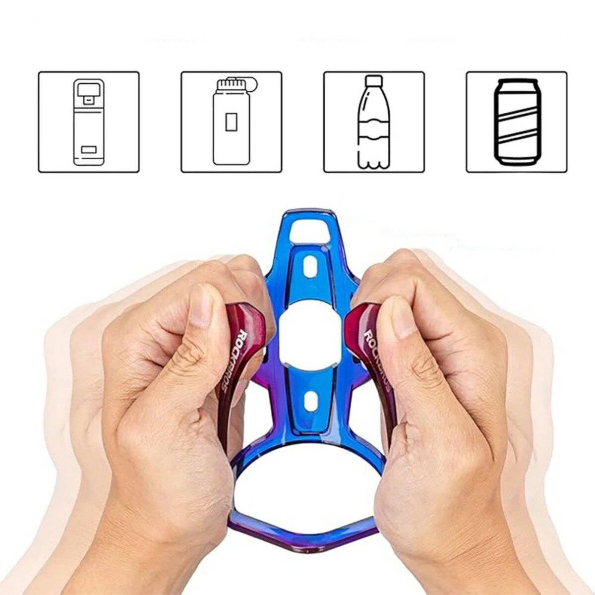 Fahrradhalter für Wasserflasche aus hochwertigem PC-Material Wasserflaschenhalter Blau-Lila