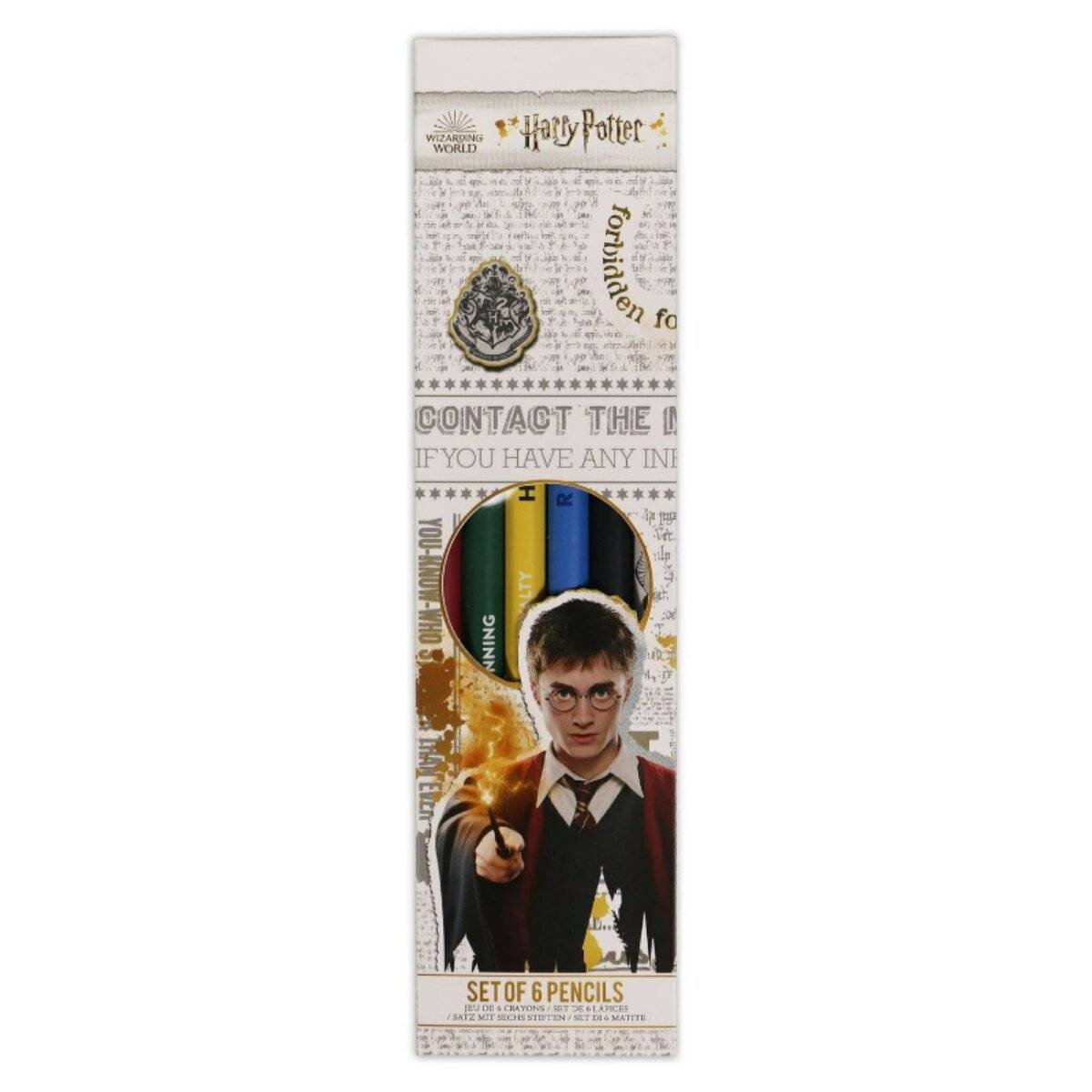 Harry Potter Hausstolz Bleistifte-Set 6 Stück mit Radiergummi mit Schachtel