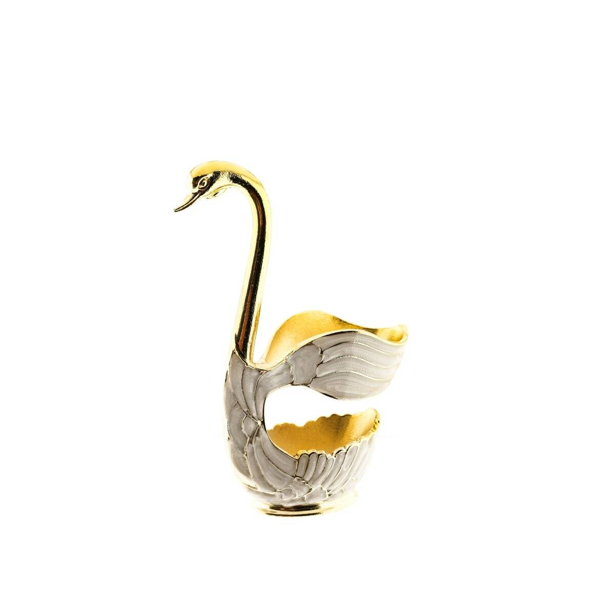 Elegante Deko Besteckhalterung mit 6 Teelöffel in Schwanenform Dekorelement