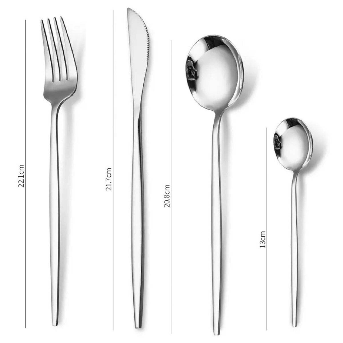 Premium Besteckset 6 Personen 24-tlg Edelstahl Essbesteck in einer Geschenkbox Design für jeden Anlass Silber