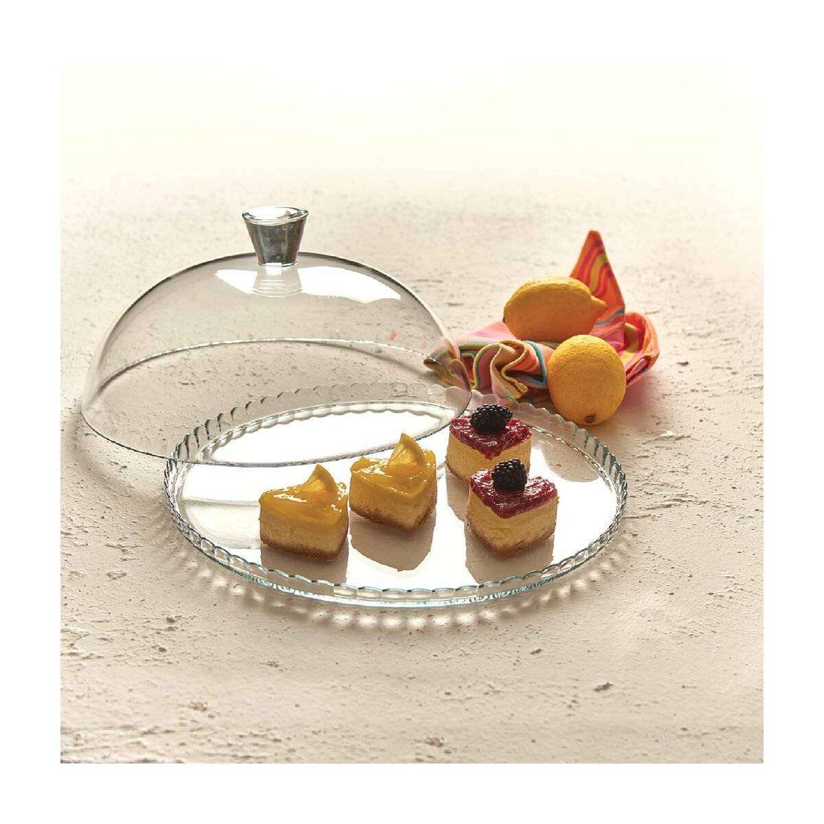 Pasabahce Patisserie Tortenplatte aus Glas 32 cm Servierplatte mit Deckel Rund