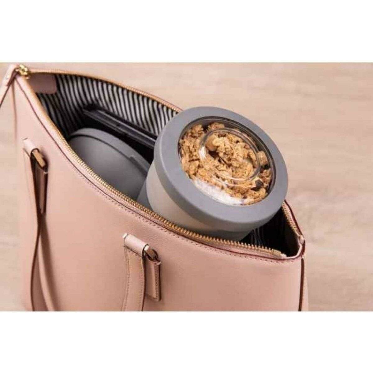 Set mit Snack-Schüsseln, 150 und 450 ml mit Spork  Grau