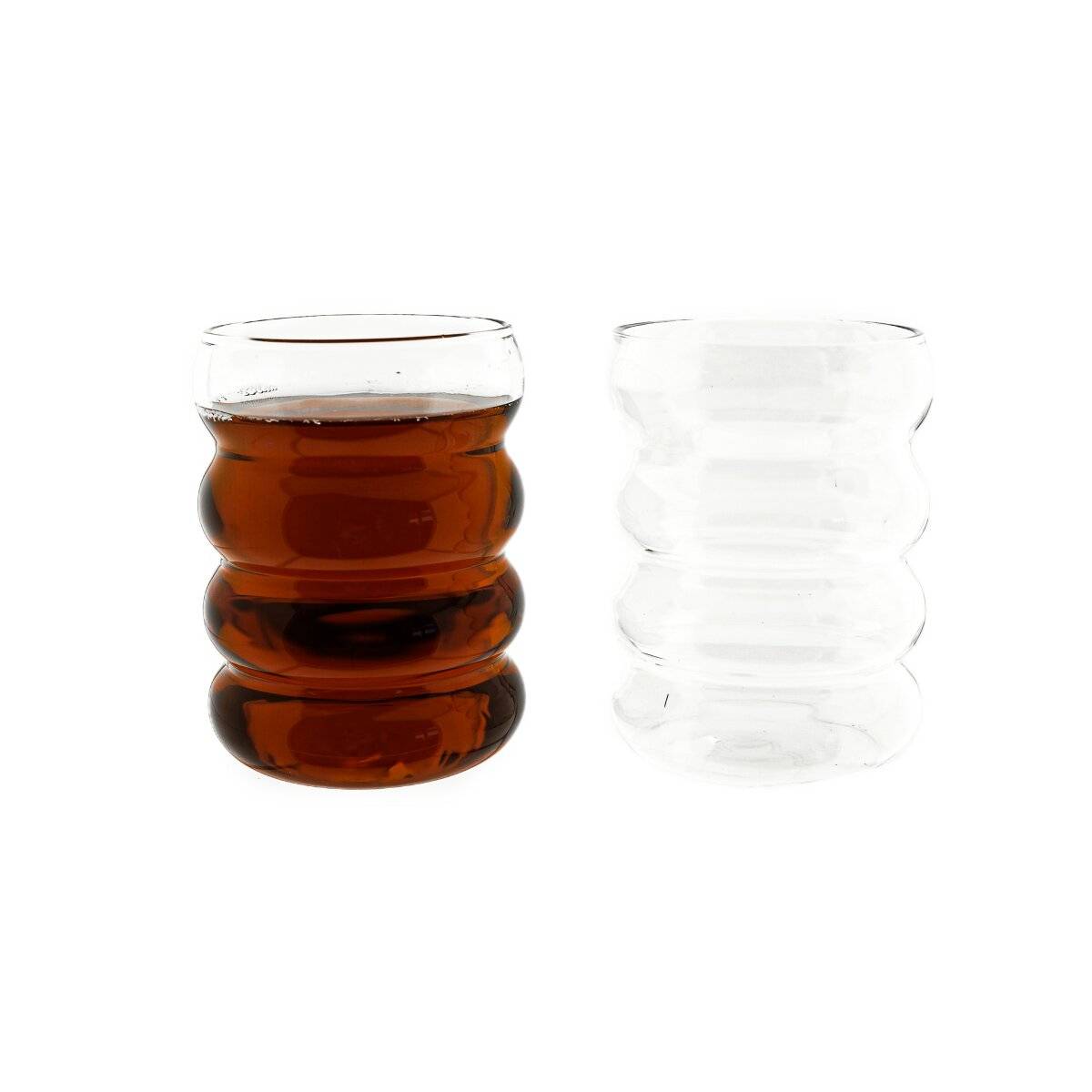 2er Trinkgläser-Set 350 ml Wave-Style Kaffeegläser Getränkebecher transparent