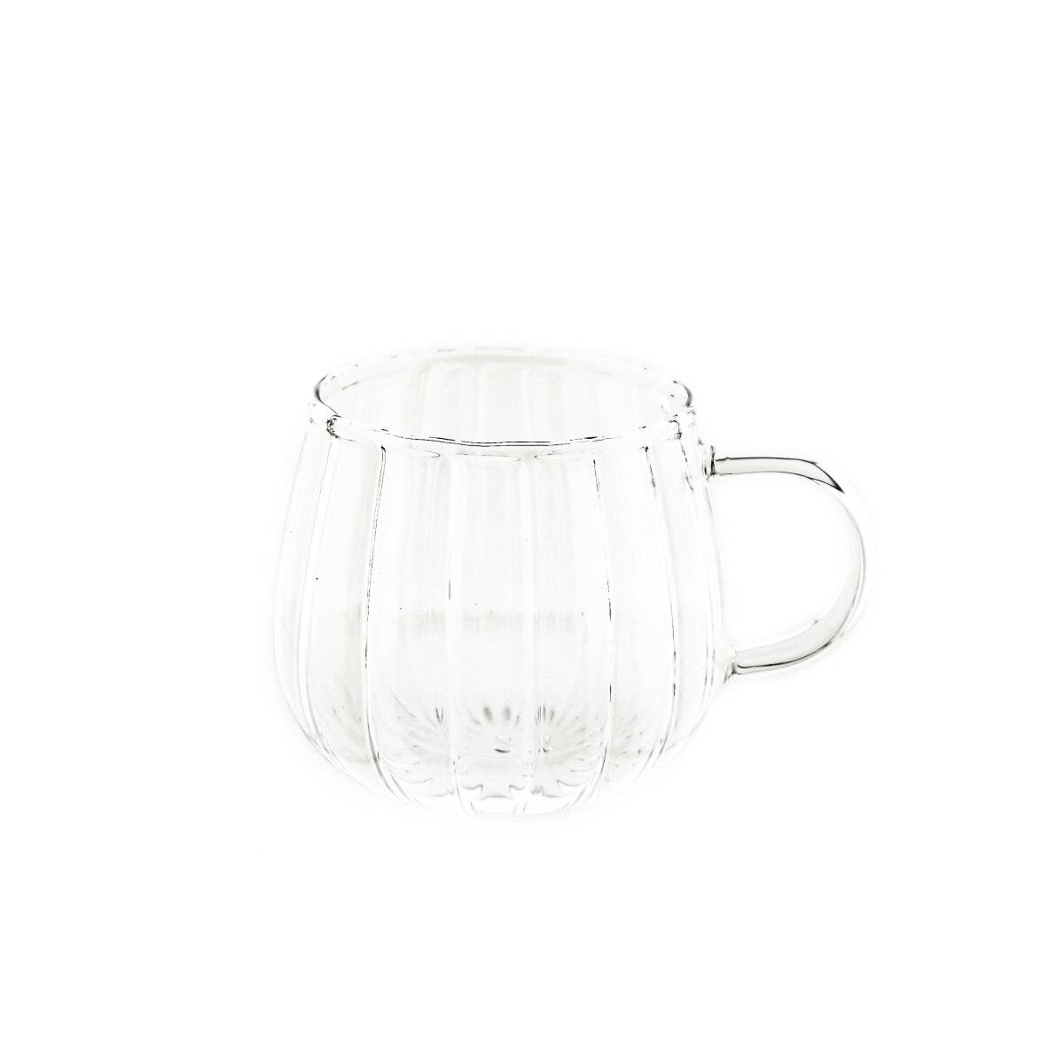 2er Gläser-Set Riffle Cup 400 ml Hitzebeständig Transparent Kaffeeglas Teeglas