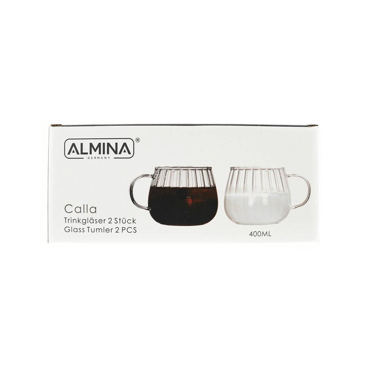 2er Gläser-Set Riffle Cup 400 ml Hitzebeständig Transparent Kaffeeglas Teeglas