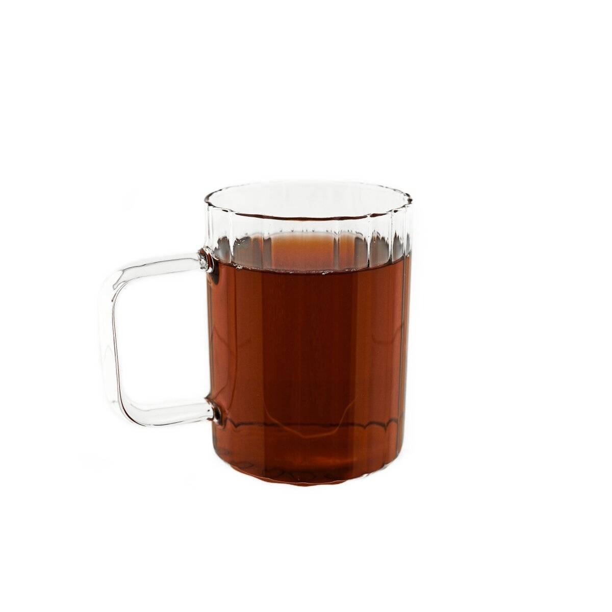 12er Gläser-Set mit Henkel 350 ml transparent Riffle Design Tee- Kaffeegläser