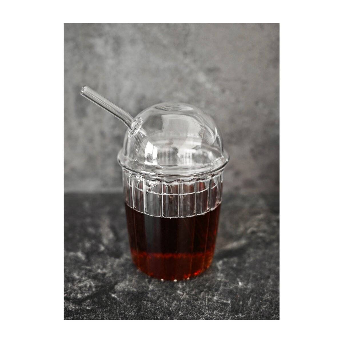 1 tlg. Becher mit Strohhalm aus Glas mit Deckel 500 ml perfekt für Kaltgetränke