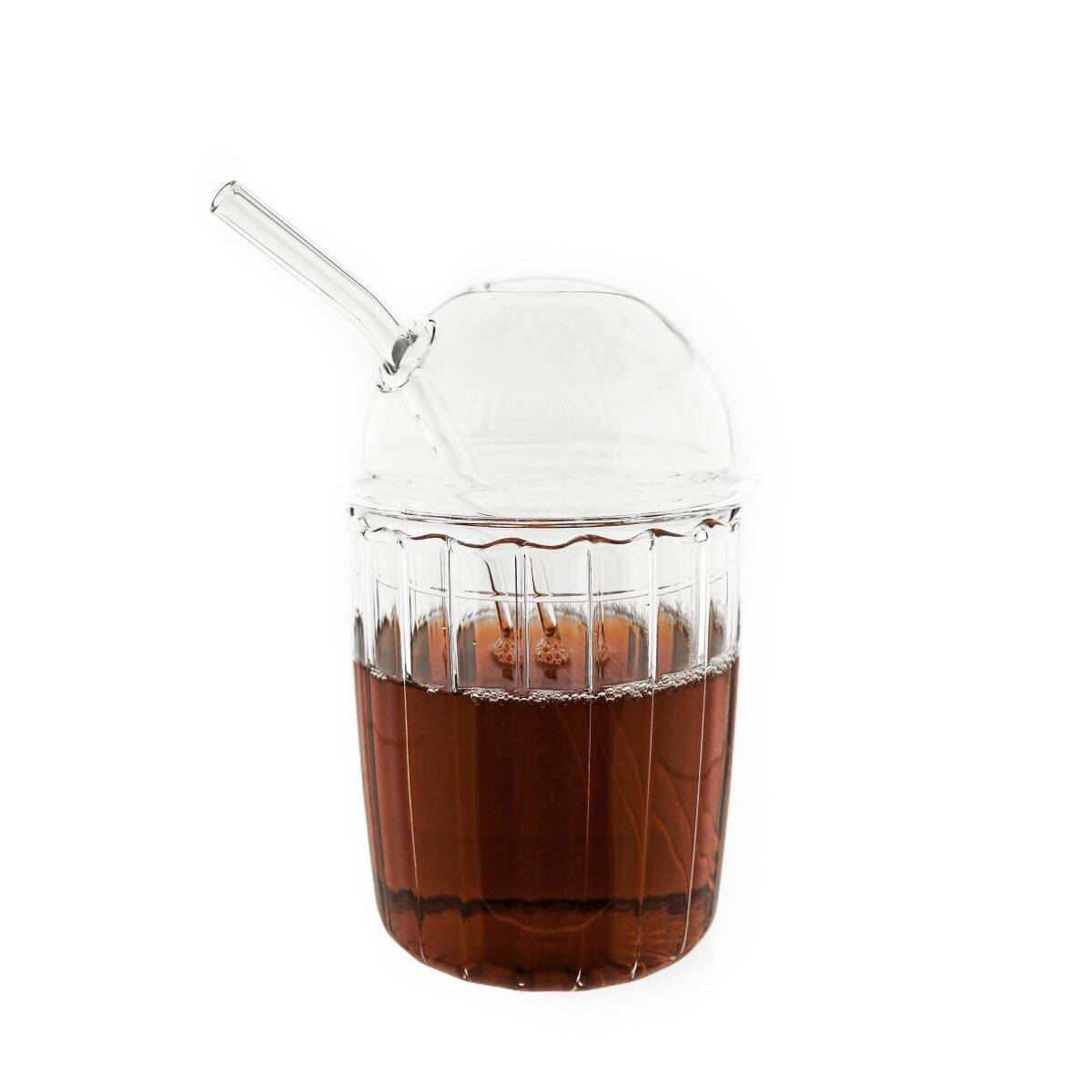 1 tlg. Becher mit Strohhalm aus Glas mit Deckel 500 ml perfekt für Kaltgetränke