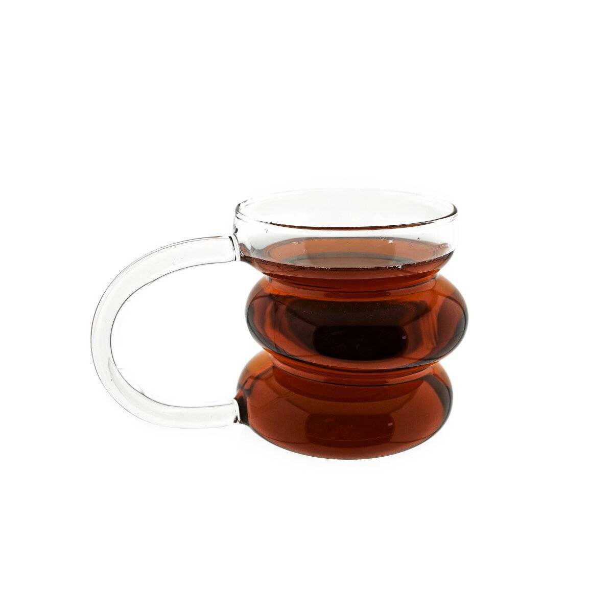 2er Trinkgläser mit Henkel 450ml im Bubble Design in Transparent Wassergläser