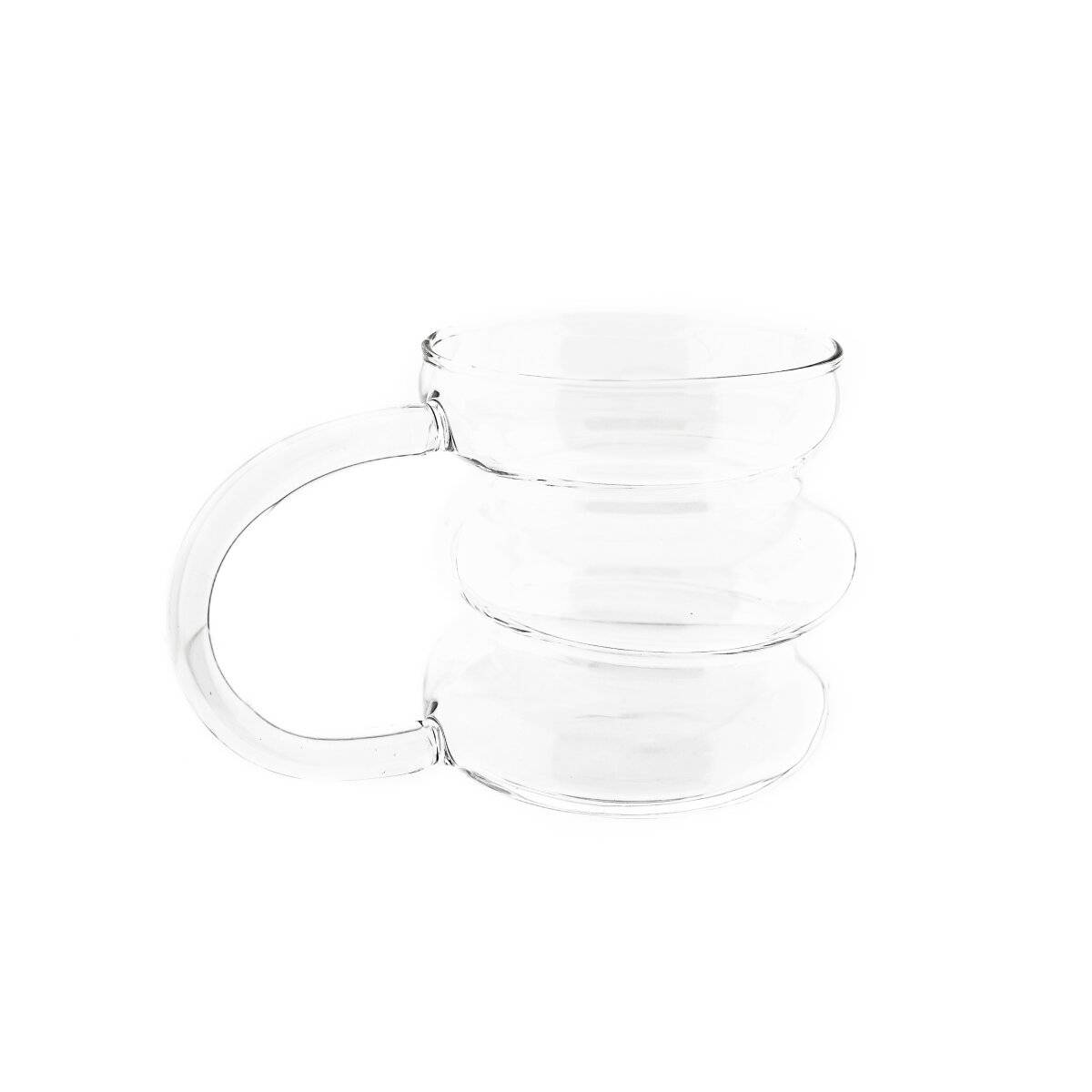 2er Trinkgläser mit Henkel 450ml im Bubble Design in Transparent Wassergläser