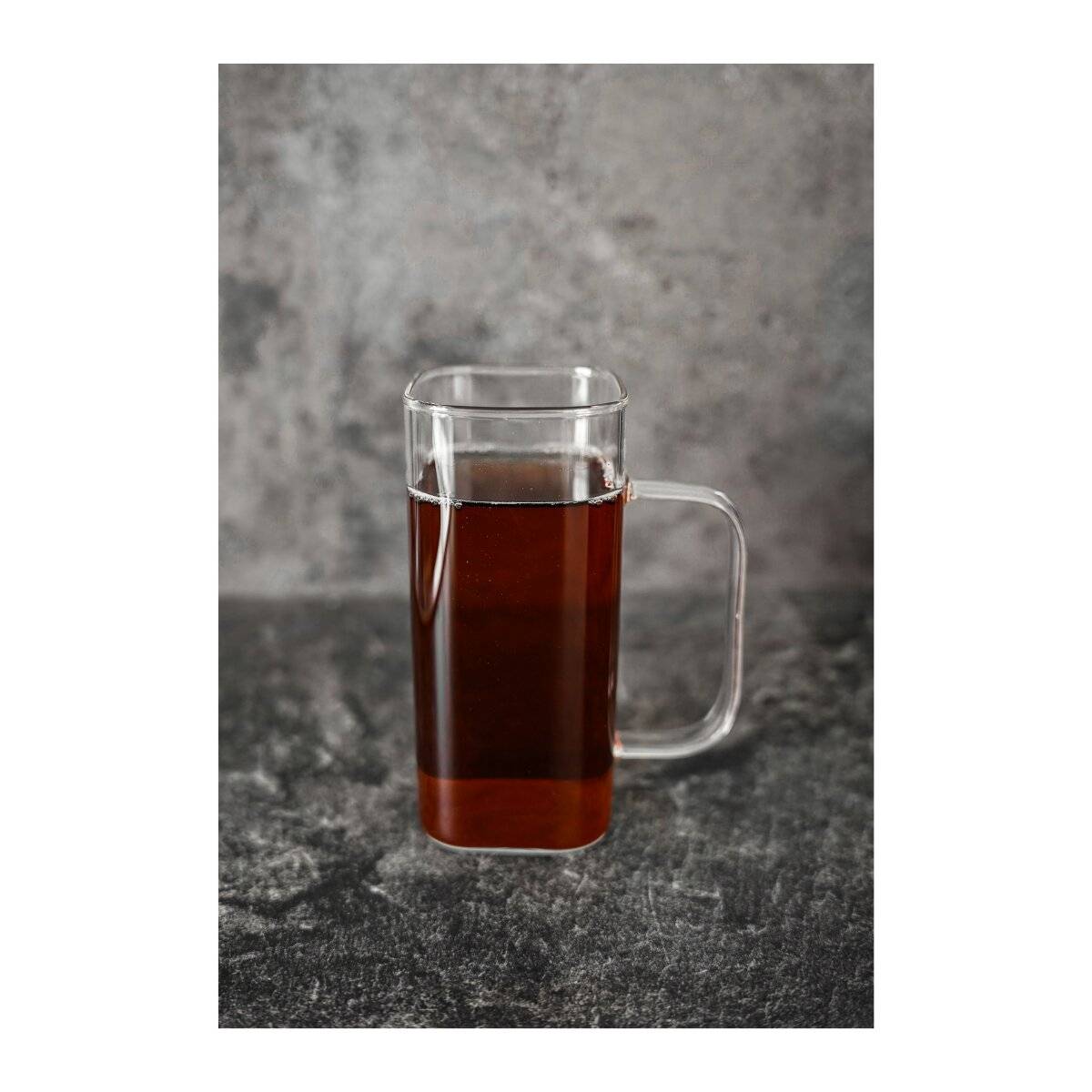 2er Gläser-Set Square Glas mit Henkel 400 ml aus Borosilikatglas Hitzebeständig