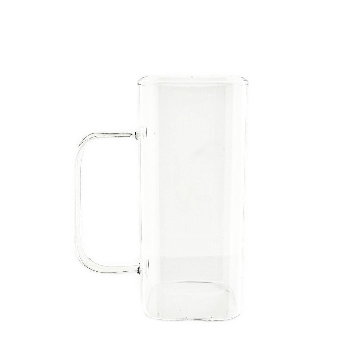 12er Gläser-Set Square Glas mit Henkel 400 ml aus Borosilikatglas Hitzebeständig