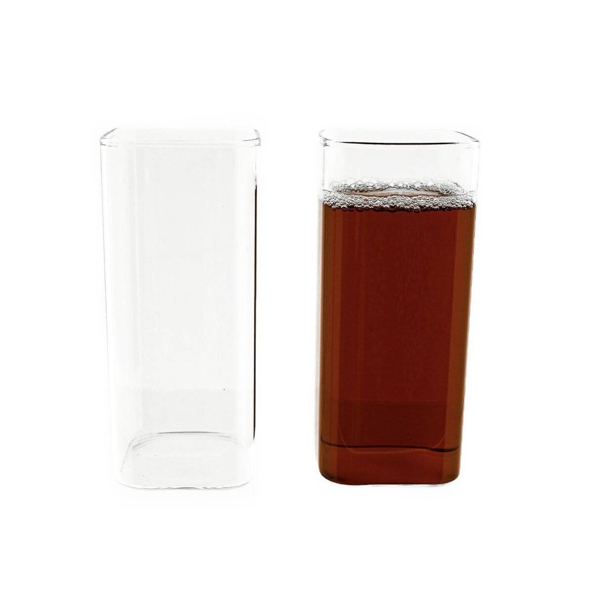 2er Gläser-Set Square Glas aus Borosilikatglas Hitzebeständig 400 ml