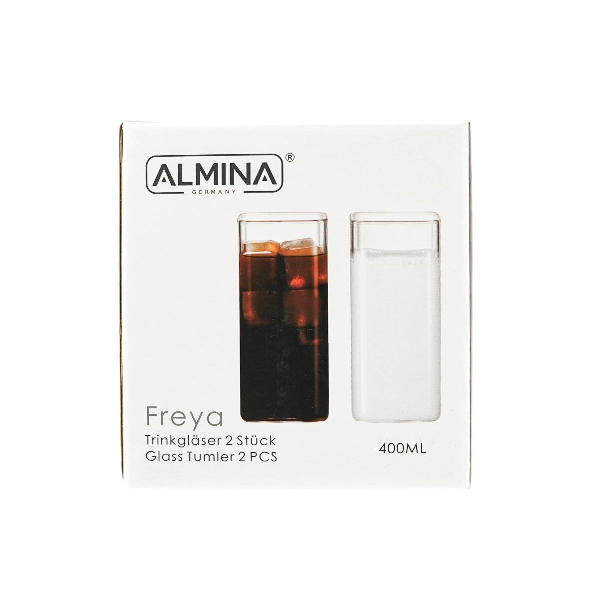 2er Gläser-Set Square Glas aus Borosilikatglas Hitzebeständig 400 ml