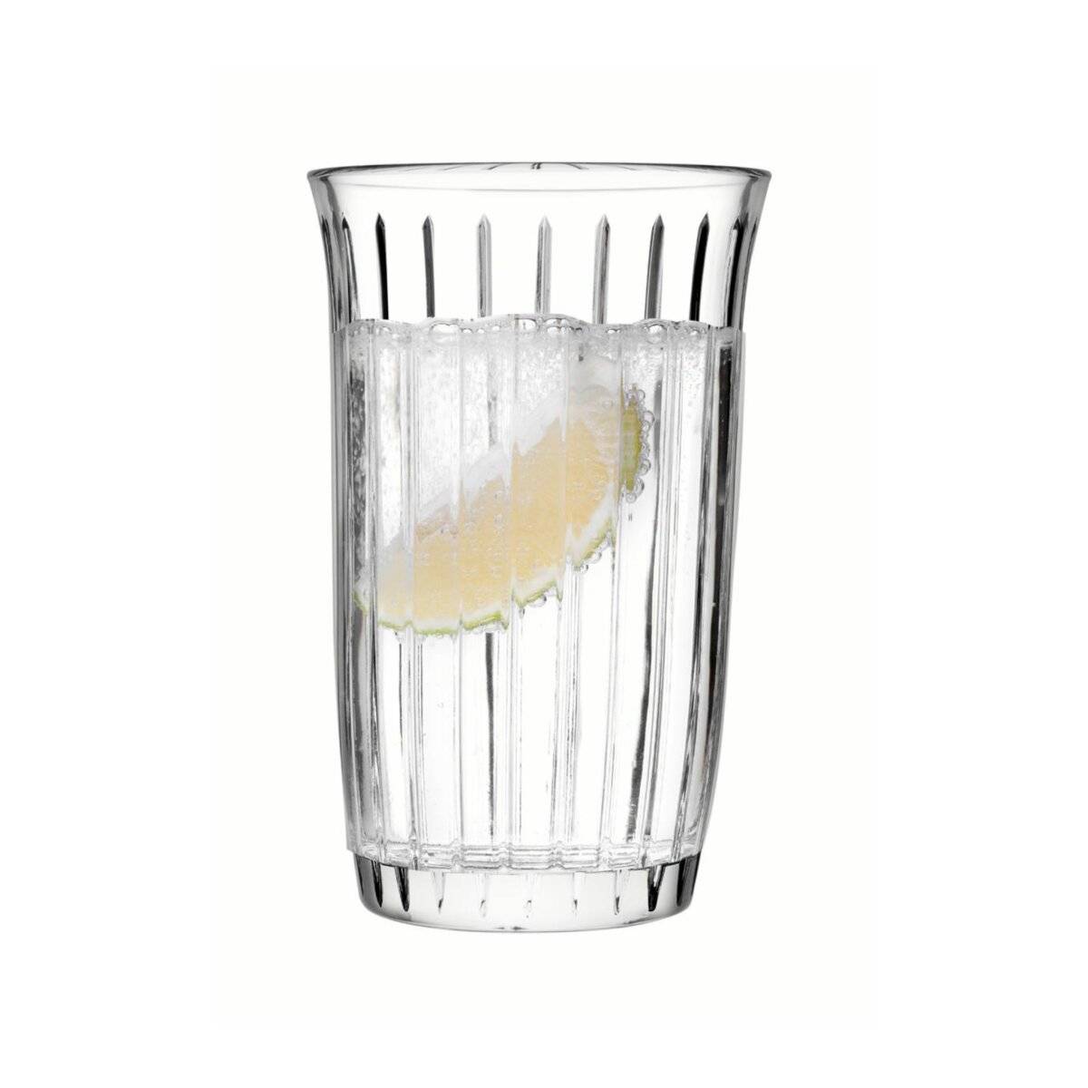 4 Tlg. Elegante Trinkgläser in transparent mit vertikalen Riffle Design 295 ml