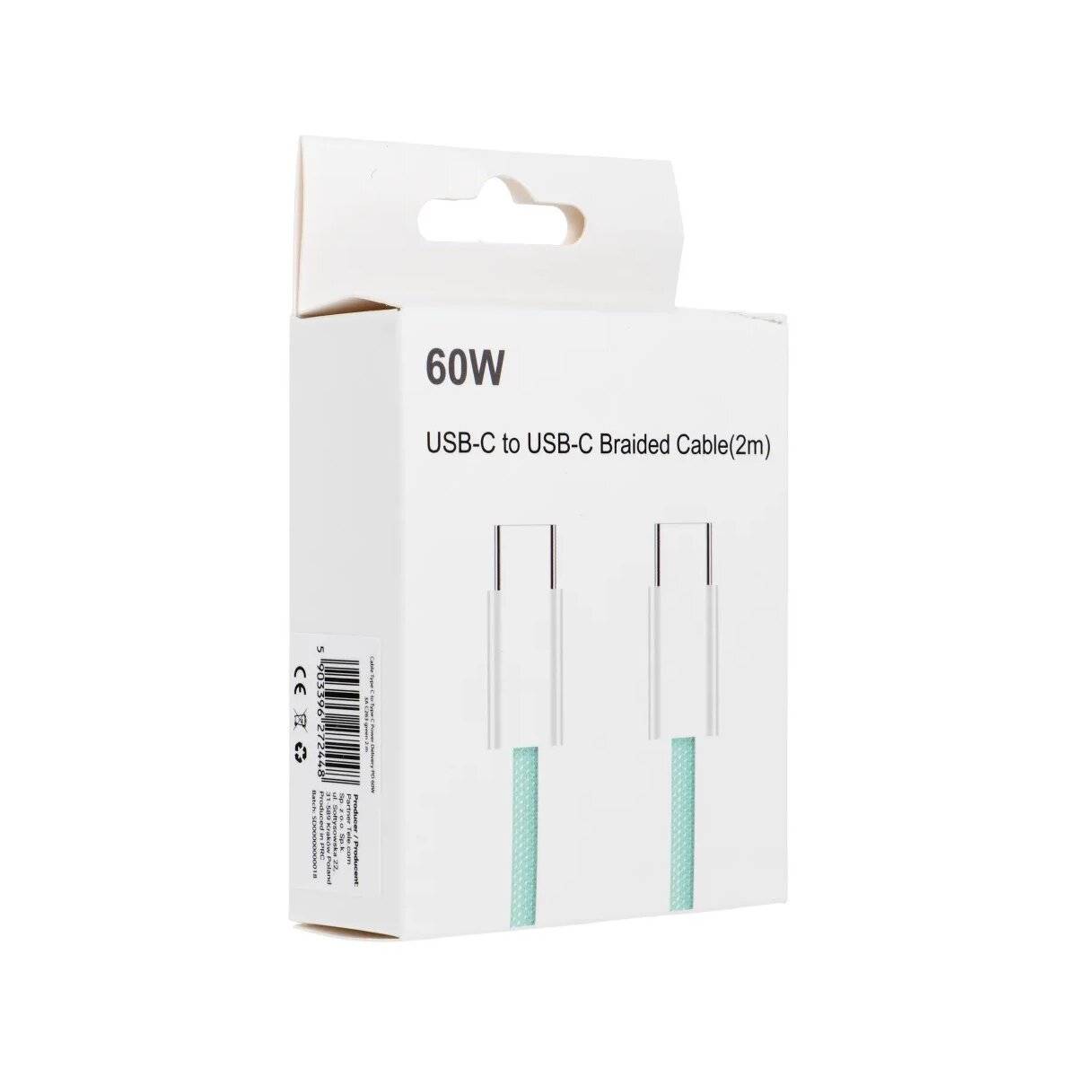 Universalkabel mit USB-C – USB-C-Stecker - Unterstützt PD 60W Schnellladung und Datenübertragung Grün 2m