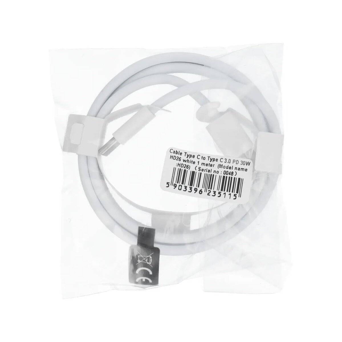 Datenkabel/Ladekabel Typ C auf Typ C - 3.0 PD 30W Ladekabel in Weiß 1m