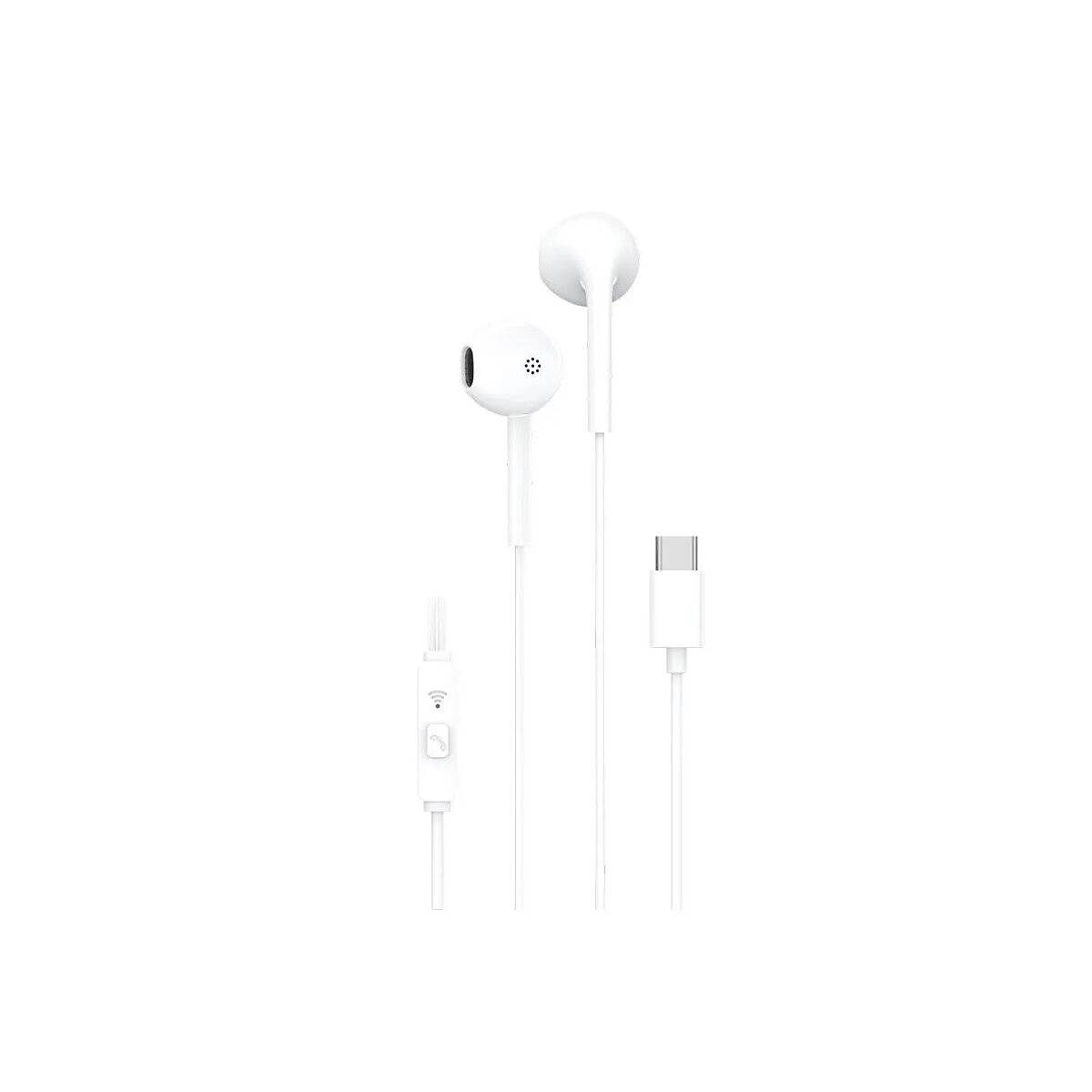Headset / Kopfhörer mit Mikrofon Typ C PA-M13 weiß - In-Ear-Kopfhörer mit einem 1,2m langen Kabel