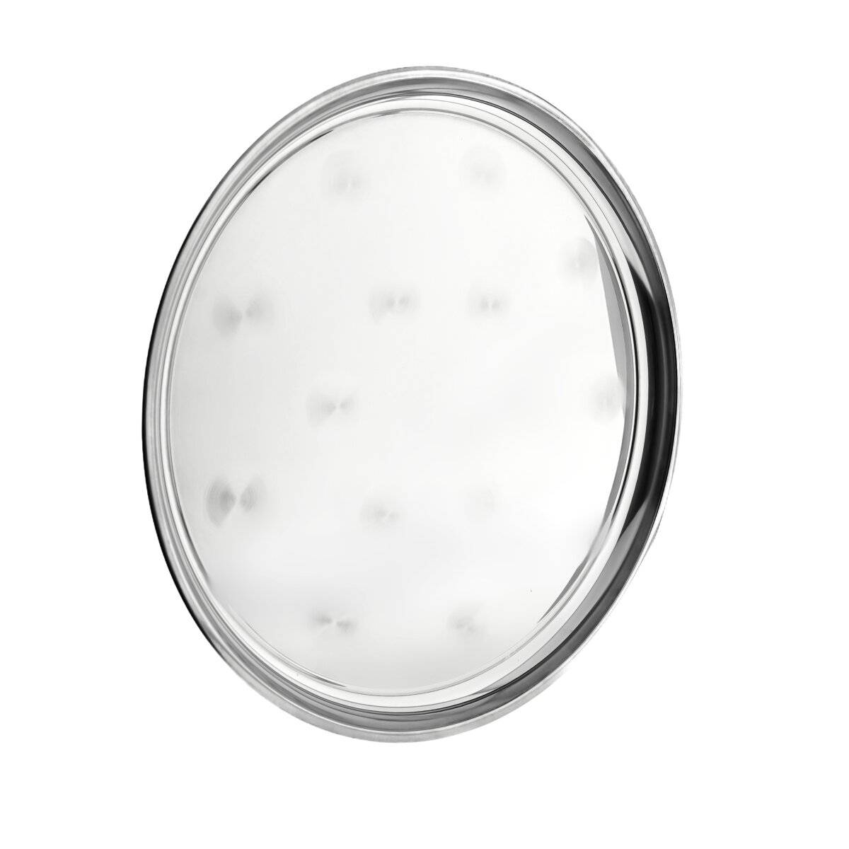 Runde Servierplatte/Serviertablett aus hochwertigem 18/10-Edelstahl in Silber Klein