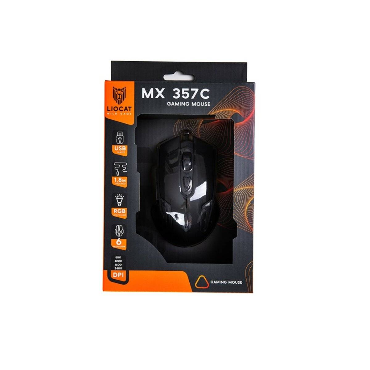 Gaming Maus MX 357C in Schwarz Maus mit RGB-Beleuchtung bis zu 2400DPI mit Kabel