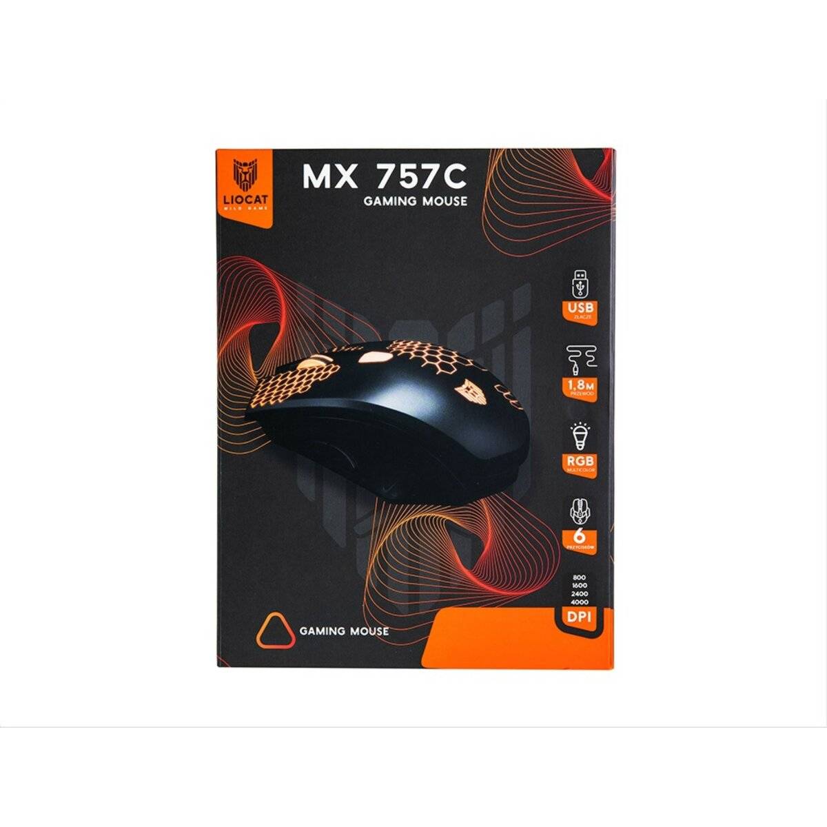 Maus in Schwarz MX 757C Gaming Maus mit 6 Tasten, RGB-Beleuchtung bis zu 4000 DPI