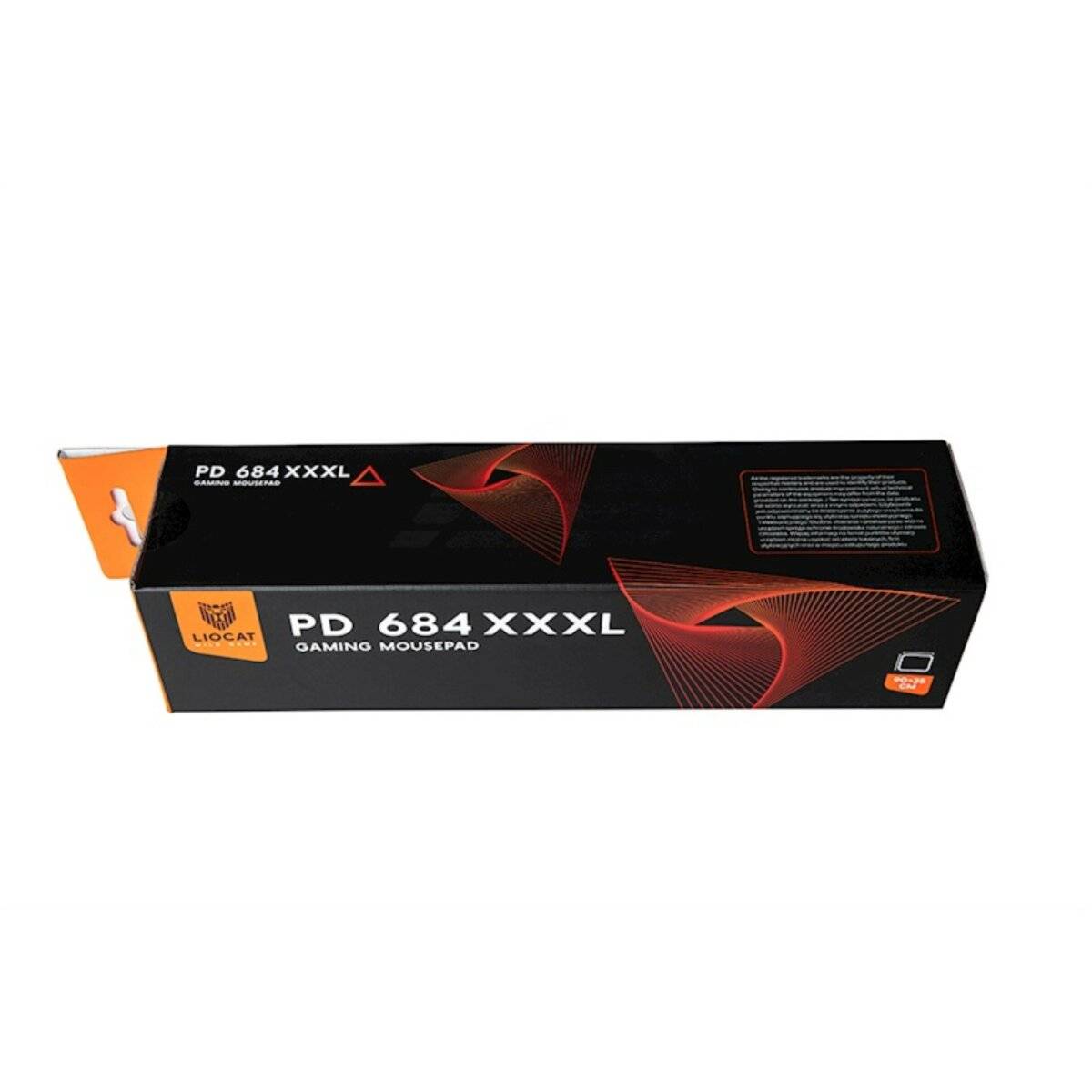 Mauspad PD 684 XXXL in Schwarz 90x35 cm mit orangen Mustern Gaming Mauspad