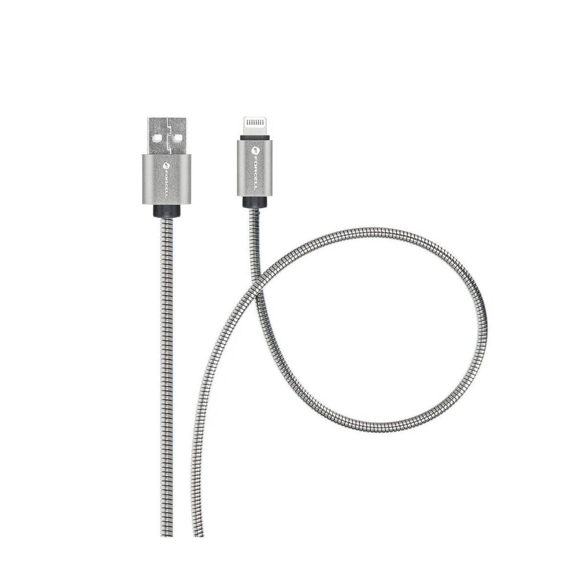 FORCELL F-ENERGY Metal C236 Kabel USB A zu iPhone 2,4A 12W 1 m silber