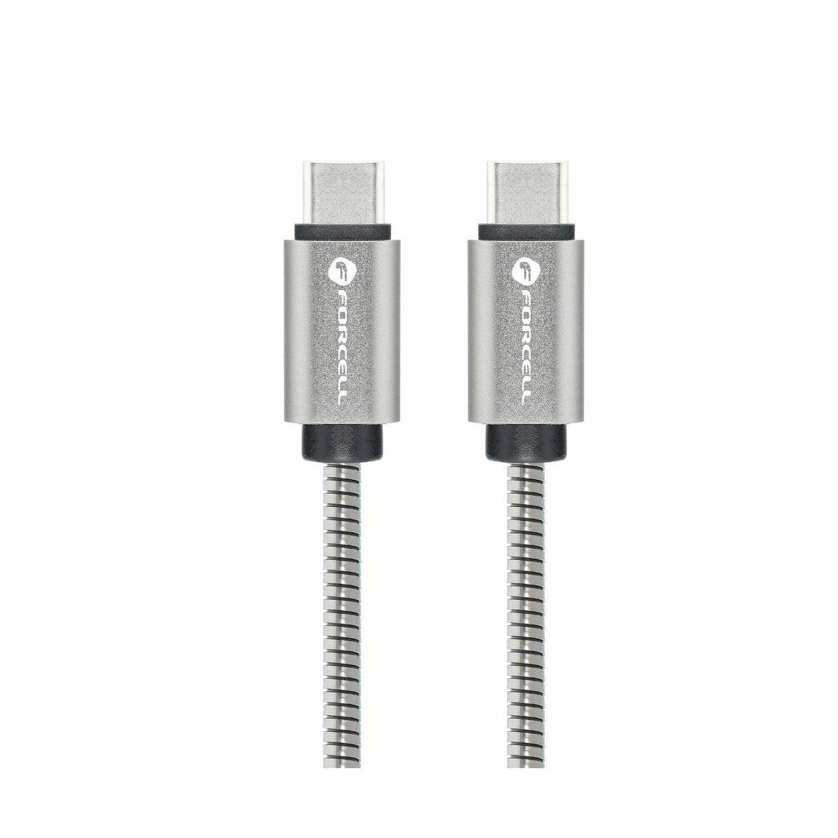 FORCELL F-ENERGY Metall C237 Kabel Typ C auf Typ C PD QC4.0 3A 60W 1 m silber