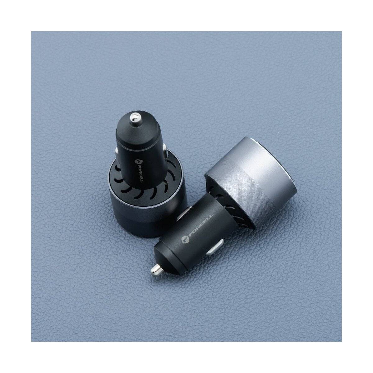 FORCELL F-ENERGY Alu Autoladegerät 2 x Typ C + USB A PD QC4.0 SFC2.0 3A 85W grau