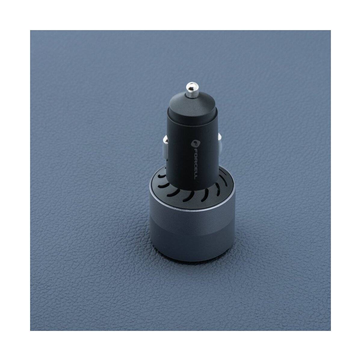 FORCELL F-ENERGY Alu Autoladegerät 2 x Typ C + USB A PD QC4.0 SFC2.0 3A 85W grau