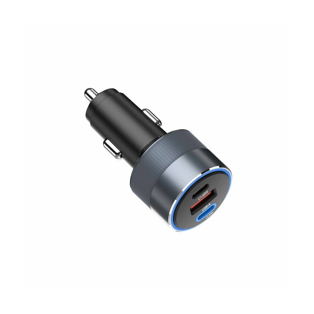 FORCELL F-ENERGY Alu Autoladegerät 2 x Typ C + USB A PD QC4.0 SFC2.0 4.5A 65W grau