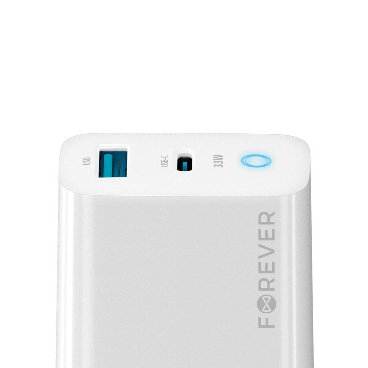 Wandladegerät in Weiß PD, QC, Schnellladegerät 1x USB Typ A, 1x USB Typ C 33W